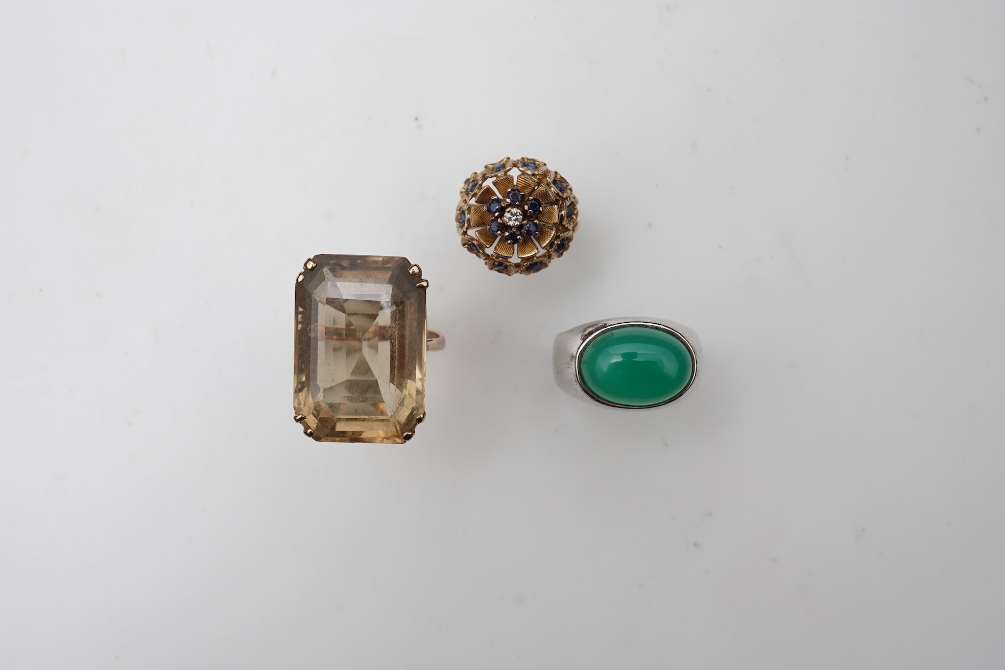 Three gem-set dress rings